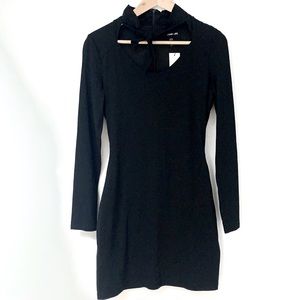 Sugar Lips Neck Tie Up Long Sleeve Bodycon Dress